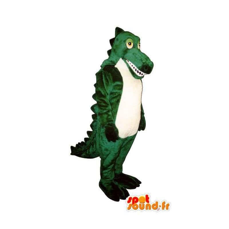 Groen en wit krokodil mascotte - Klantgericht Costume - Krokodil mascotte - MASFR006947 - SpotSound.fr
