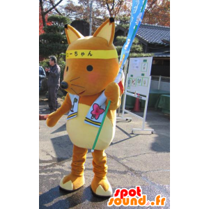 I-kun maskotti, oranssi ja keltainen kettu, erittäin onnistunut - MASFR26596 - Mascottes Yuru-Chara Japonaises