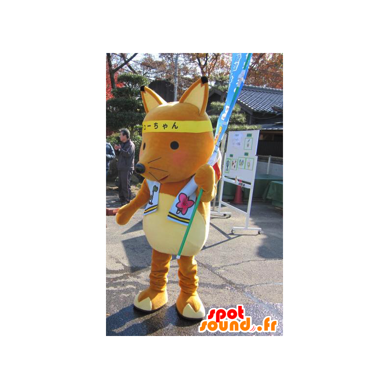 I-kun mascotte, oranje en geel vos, zeer succesvol - MASFR26596 - Yuru-Chara Japanse Mascottes