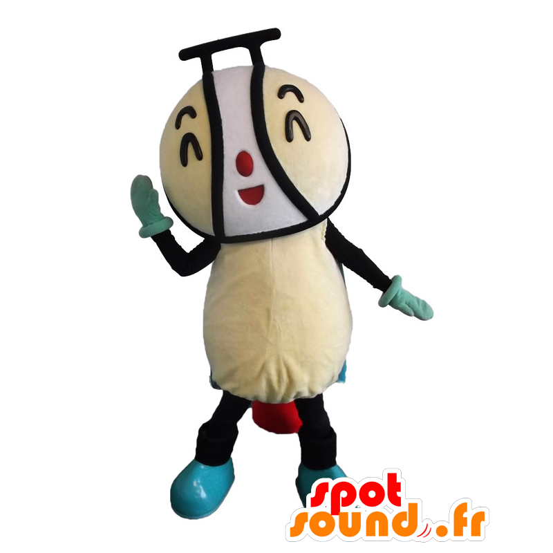 Ponpoko jagapi maskot, gul, vit och svart man - Spotsound maskot