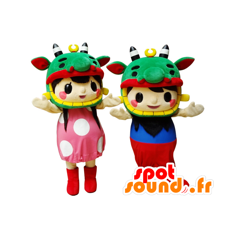 Mascots Chang Khun paar Kinder, als Drachen verkleidet - MASFR26601 - Yuru-Chara japanischen Maskottchen