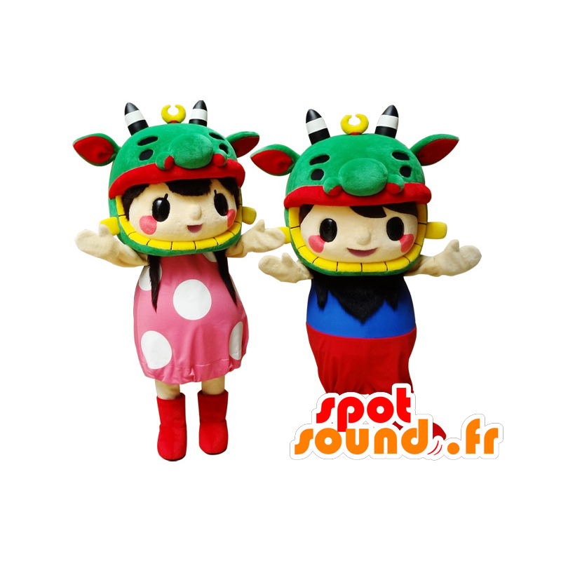 Maskoter Chang Khun, par av barna kledd som drage - MASFR26601 - Yuru-Chara japanske Mascots