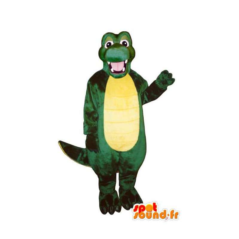 Grøn og gul krokodille kostume - Spotsound maskot kostume