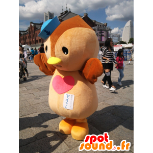 Mascotte d'Ai-chan, d'oiseau marron, avec un chapeau de matelot - MASFR26608 - Mascottes Yuru-Chara Japonaises