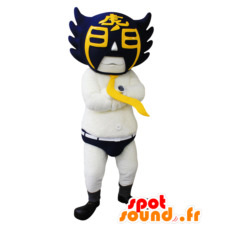 Mascotte de catcheur de Tokyo, avec un masque noir et jaune - MASFR26610 - Mascottes Yuru-Chara Japonaises