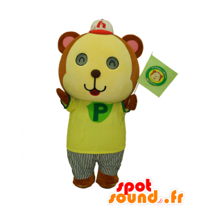 Maskot Ponta-kun, gul och brun nallebjörn - Spotsound maskot
