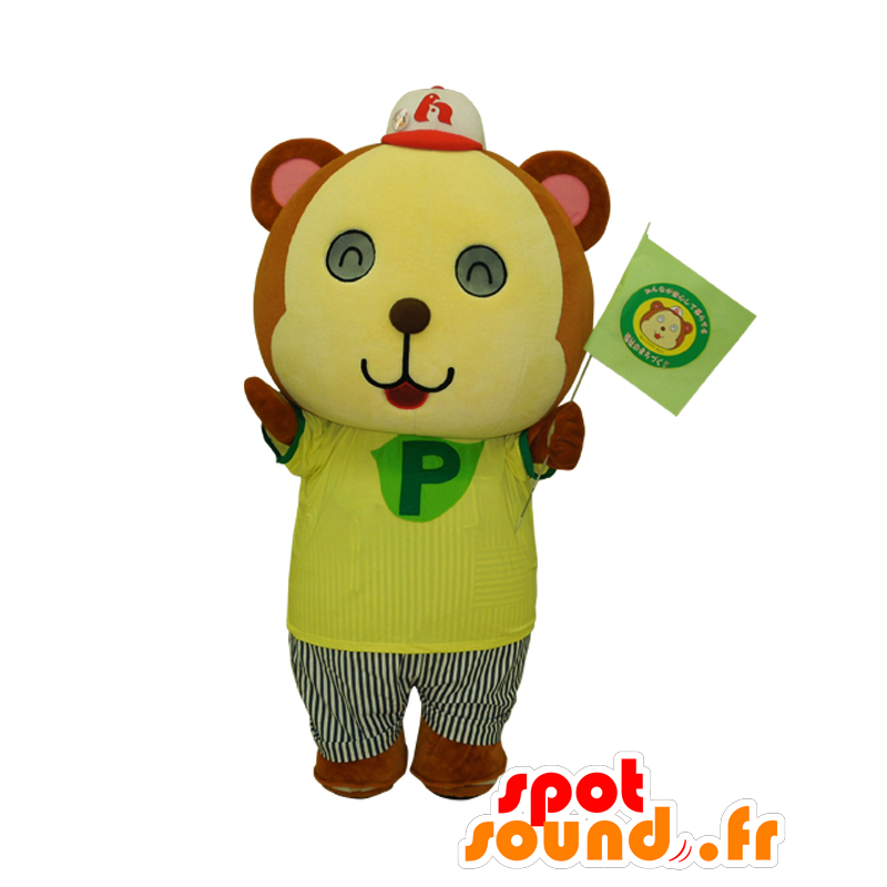 Mascotte de Ponta-kun, de nounours jaune et marron - MASFR26612 - Mascottes Yuru-Chara Japonaises