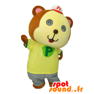 Mascot Ponta-kun, gul og brun bamse - Spotsound maskot kostume