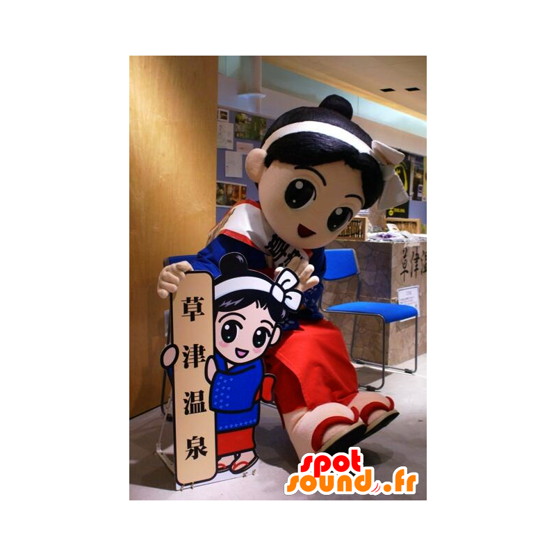 Yumomichan mascot, brown asian girl - MASFR26614 - Yuru-Chara Japanese mascots