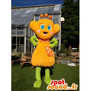 Mascotte de Popian, de personnage rigolo, orange et vert - MASFR26616 - Mascottes Yuru-Chara Japonaises