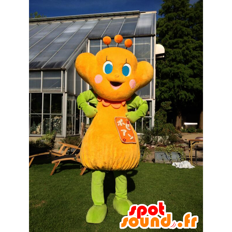 Mascot Popian morsom karakter, oransje og grønt - MASFR26616 - Yuru-Chara japanske Mascots