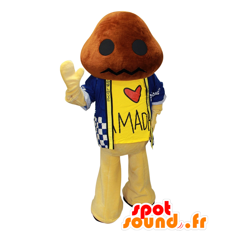 Mascot Matsushii, caráter marrom e amarelo com um colete - MASFR26619 - Yuru-Chara Mascotes japoneses