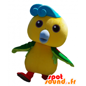 Mascotte d'Isobee, d'oiseau jaune, vert et bleu - MASFR26621 - Mascottes Yuru-Chara Japonaises