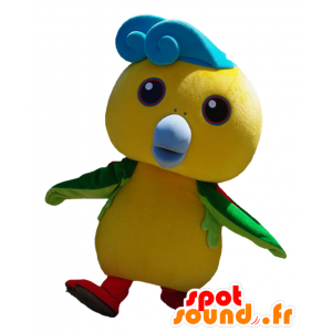 Mascot Isobee, Yellow Bird, vihreä ja sininen - MASFR26621 - Mascottes Yuru-Chara Japonaises