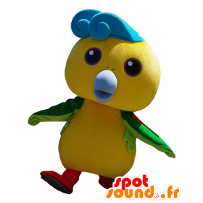 Mascotte d'Isobee, d'oiseau jaune, vert et bleu - MASFR26621 - Mascottes Yuru-Chara Japonaises