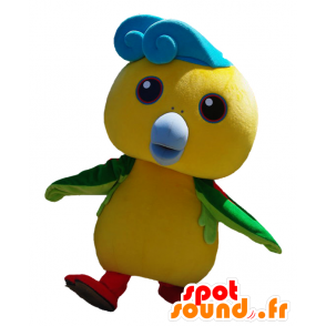 Isobee maskot, gul, grøn og blå fugl - Spotsound maskot kostume