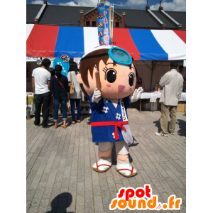 Mascot Amarin gutt i blå kimono - MASFR26623 - Yuru-Chara japanske Mascots