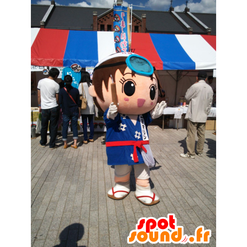 Mascot Amarin jongen in blauwe kimono - MASFR26623 - Yuru-Chara Japanse Mascottes