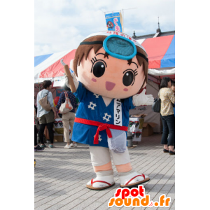 Menino Mascot Amarin no quimono azul - MASFR26623 - Yuru-Chara Mascotes japoneses
