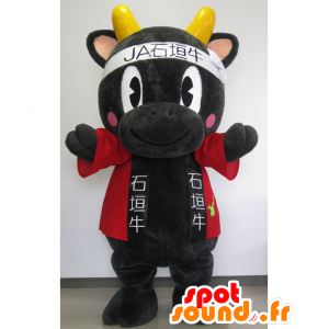 Yunta kun mascot, black cow, with a kimono - MASFR26624 - Yuru-Chara Japanese mascots