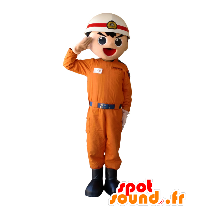 Mascotte de Satoshi-chan, de pompier en uniforme orange - MASFR26626 - Mascottes Yuru-Chara Japonaises