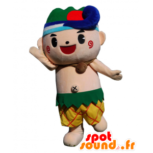 Trick-kun maskot, pojke i färgglada badbyxor - Spotsound maskot
