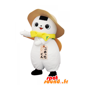 Mascotte de Rarely kun, bonhomme blanc avec un chapeau - MASFR26628 - Mascottes Yuru-Chara Japonaises