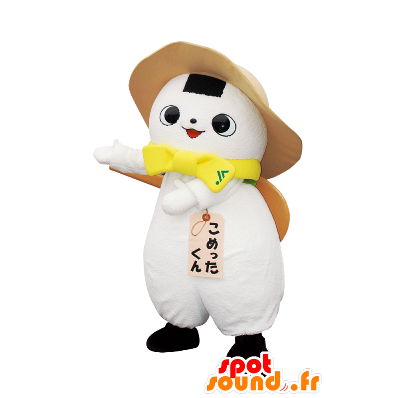 Mascotte de Rarely kun, bonhomme blanc avec un chapeau - MASFR26628 - Mascottes Yuru-Chara Japonaises