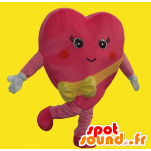 Mascot Akky, červené srdce, obr, žlutou stuhou - MASFR26629 - Yuru-Chara japonské Maskoti