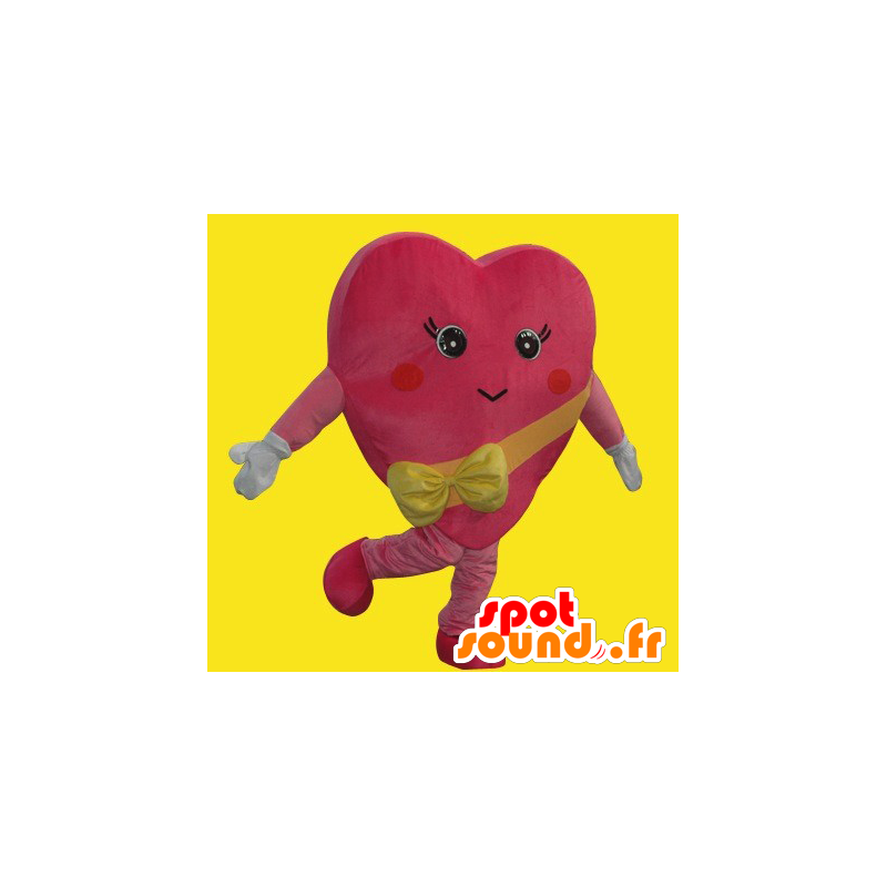 Mascotte akky, cuore rosso, gigante, con un nastro giallo - MASFR26629 - Yuru-Chara mascotte giapponese