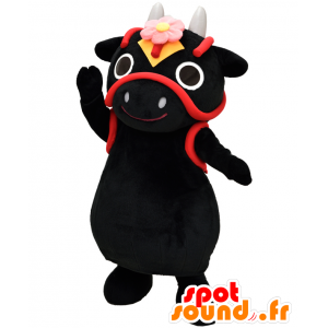 Mascot Hanada Maio Taro vaca preto e vermelho, muito bem sucedida - MASFR26633 - Yuru-Chara Mascotes japoneses