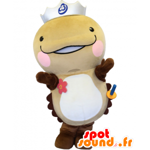 Mascot Oonan Shaw, animal beige y marrón, con una corona - MASFR26635 - Yuru-Chara mascotas japonesas