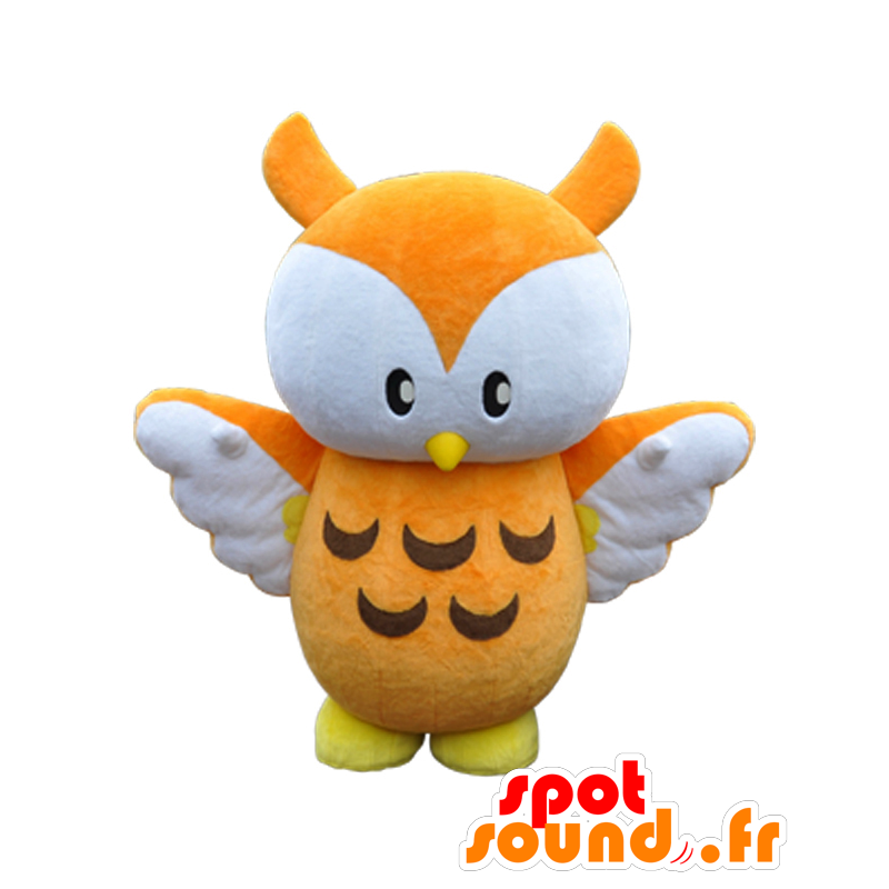 Mascot Toshima Nanamaru, orange og hvid ugle - Spotsound maskot