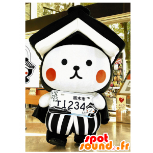Maskottchen-Teddy mit einem Nummernschild und eine Dach - MASFR26640 - Yuru-Chara japanischen Maskottchen