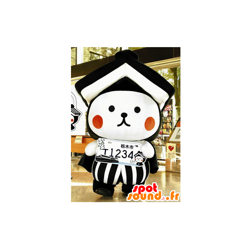 Maskottchen-Teddy mit einem Nummernschild und eine Dach - MASFR26640 - Yuru-Chara japanischen Maskottchen