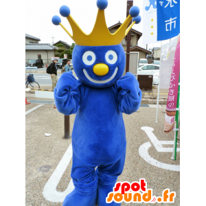 Mascotte de Muzumuzu, bonhomme bleu avec une couronne jaune - MASFR26642 - Mascottes Yuru-Chara Japonaises