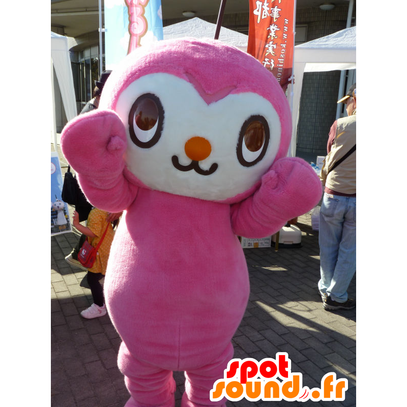 Keburun mascotte, rosa e bianco, con un'antenna - MASFR26646 - Yuru-Chara mascotte giapponese