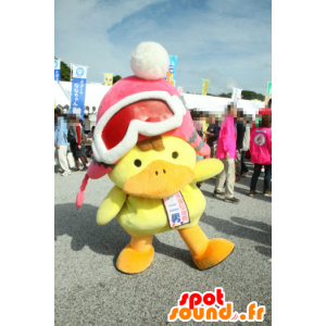 Kunio mascot, yellow duck and orange with a big shot - MASFR26649 - Yuru-Chara Japanese mascots