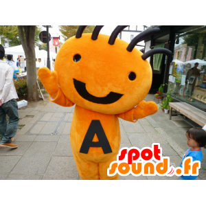 Mascot Sumairu KUN, oranssi ja musta mies, pelkkää hymyä - MASFR26652 - Mascottes Yuru-Chara Japonaises