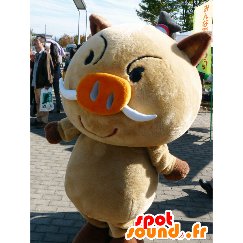 Maruino mascot, brown and orange wild boar, warthog - MASFR26653 - Yuru-Chara Japanese mascots