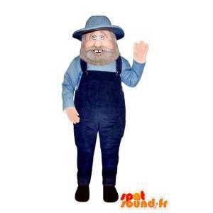 Mascotte de vieil homme en tenue bleue - MASFR006954 - Mascottes Homme