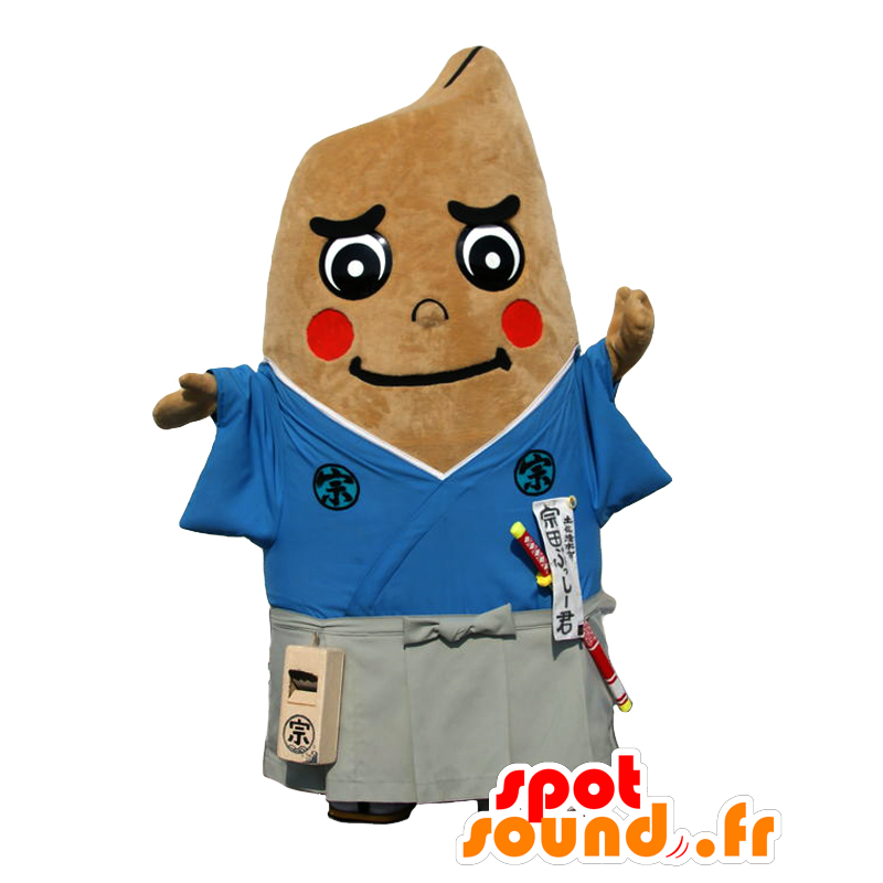 Mascot Sota Espesso-Kun, homem marrom vestido em samurai - MASFR26656 - Yuru-Chara Mascotes japoneses