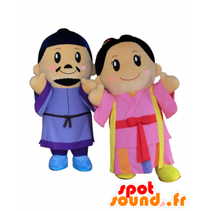 Mascot Hitomaro kun and Michan, pretty Asian couple - MASFR26657 - Yuru-Chara Japanese mascots