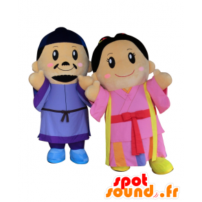 Μασκότ Hitomaro kun και Μιχάν, αρκετά Ασιατικές ζευγάρι - Ιαπωνικές μασκότ Yuru-Chara - MASFR26657 - SpotSound.fr