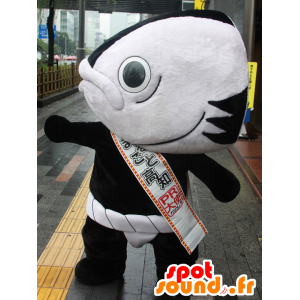 Mascot Katsuo, valkoinen ja musta kala, jättiläinen - MASFR26658 - Mascottes Yuru-Chara Japonaises