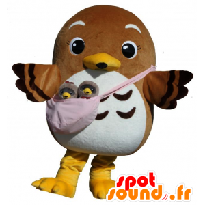 Enfrentado-Gris mascota Satchan Buzzard, halcón marrón y blanco - MASFR26659 - Yuru-Chara mascotas japonesas