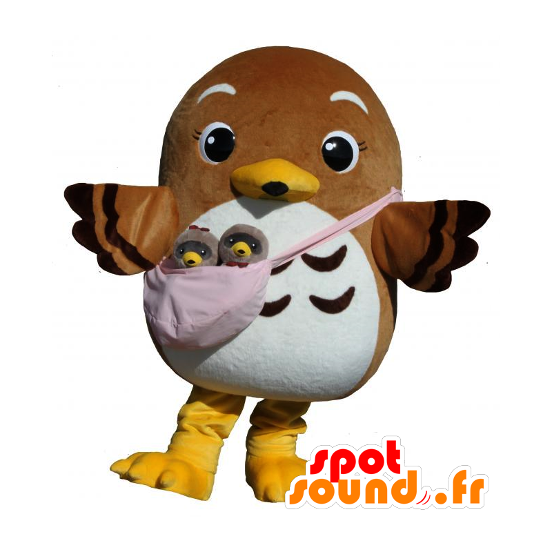 Enfrentado-Gris mascota Satchan Buzzard, halcón marrón y blanco - MASFR26659 - Yuru-Chara mascotas japonesas