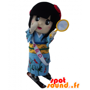 Yamato Yukari mascot, girl with a blue kimono - MASFR26662 - Yuru-Chara Japanese mascots