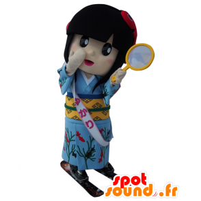 Yamato Yukari mascot, girl with a blue kimono - MASFR26662 - Yuru-Chara Japanese mascots