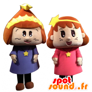 Mascot Killala y Urara, 2 chicas con vestidos de colores - MASFR26663 - Yuru-Chara mascotas japonesas